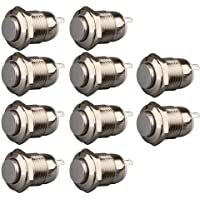 Los mejores  - Gebildet 10 Piezas Pulsador a Prueba de Agua Botón de Acero Inoxidable Momentáneo Encendido Apagado 12mm 2A 12V-24V-125V…
